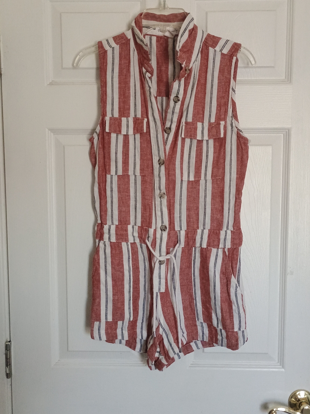 EUC Streetwear Society Red & White Striped Sleeveless Romper Size S